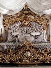 Загрузить изображение в средство просмотра галереи, Luxury Style Royal Imperial Hand Made European Rococo Gold Leafing Antique Bed for Master Bedroom
