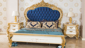 Luxury Style Royal Imperial Hand Made European Rococo Gold Leafing Antique Bed for Master Bedroom unique