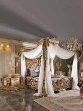 Загрузить изображение в средство просмотра галереи, Luxury Style Royal Imperial Hand Made European Rococo Gold Leafing Antique Bed for Master Bedroom
