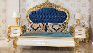 Luxury Style Royal Imperial Hand Made European Rococo Gold Leafing Antique Bed for Master Bedroom unique