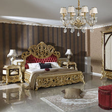 Load image into Gallery viewer, Luxury unique Made European Rococo Antique Bed for Master Bedroom Gold Leafing Style bed Royal Imperial Hand
