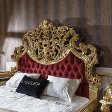 Load image into Gallery viewer, Luxury unique Made European Rococo Antique Bed for Master Bedroom Gold Leafing Style bed Royal Imperial Hand
