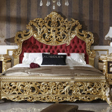 Load image into Gallery viewer, Luxury unique Made European Rococo Antique Bed for Master Bedroom Gold Leafing Style bed Royal Imperial Hand
