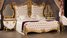 Load image into Gallery viewer, Luxury unique Made European Rococo Gold Leafing Style bed Royal Imperial Hand Antique Bed for Master Bedroom
