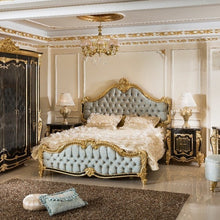 Load image into Gallery viewer, Luxury unique Royal Made European Rococo Antique Bed for Master Bedroom Gold Leafing Style Royal bed Imperial Hand
