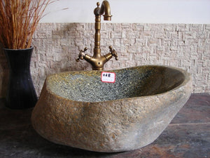 natural river stone garden outdoor sink