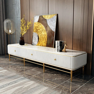 Marble TV Cabinet Light Luxury Good Quality Living Room Design Style Modern Floor Cabinet Stainless steel Gold Plating Leg