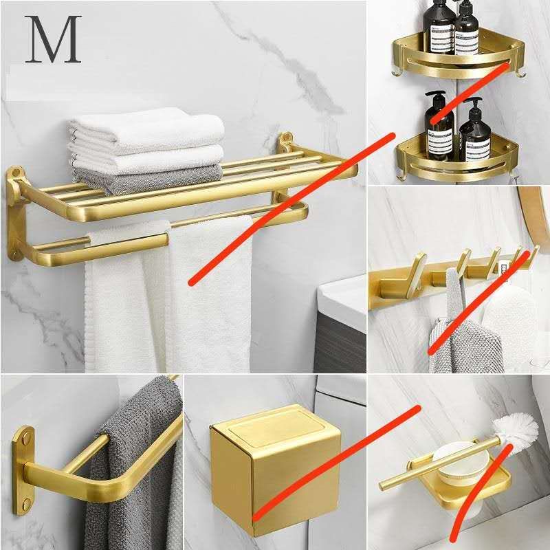 Aluminum bathroom accessories Golden Luxury 6 PCS bathroom set - Bath Accessories Sanitary Hardware Set,