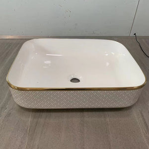LV Toilet Bathroom Accessories White and Gold Motif Electroplating