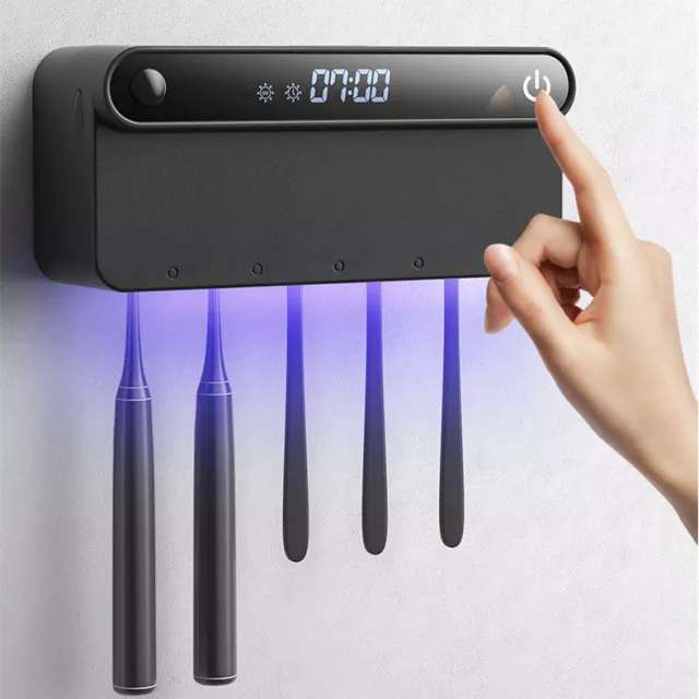 Toothbrush UV sterilizer 5 slots Black abs