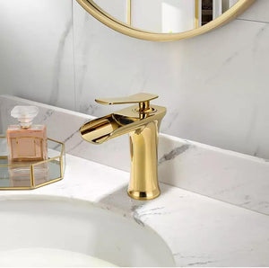 Gold Faucet for Basin Bathroom Accessories Hot and Cold