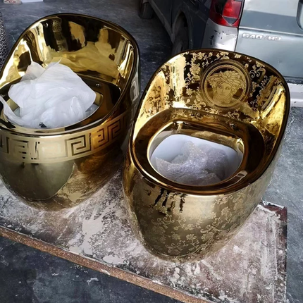 Golden Egg Toilet Bowl Electroplated  High End Dubai Luxury