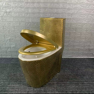 Gold Embossed Electroplated Toilet Bowl Luxury Edition Special Custom