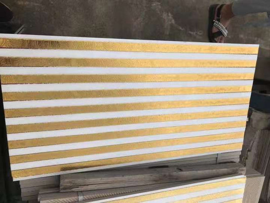 Luxury Porcelain Stripe Gold White Tiles Electroplated 30x60cm (8pcs per box)