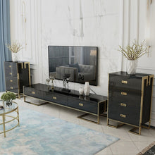 Cargar imagen en el visor de la galería, Modern light luxury 4 drawer high density panel living room bedroom storage cabinet black side cabinet sideboard buffet
