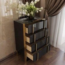 Charger l&#39;image dans la galerie, Modern light luxury bedroom living room furniture stainless steel storage bucket cabinet
