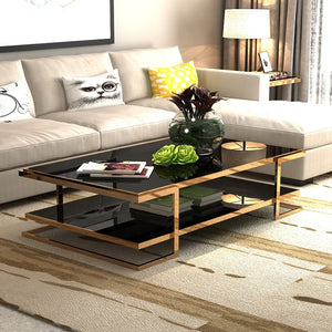 Modern light luxury coffee table light luxury high quality living room design style stainless steel glass tea table