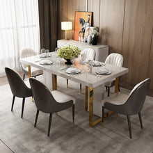 Cargar imagen en el visor de la galería, Modern light luxury dining room furniture glass dining table rectangular dining table
