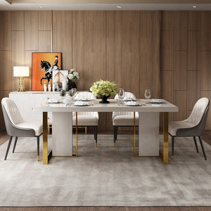 Modern light luxury dining room furniture glass dining table rectangular dining table