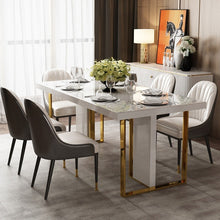 Cargar imagen en el visor de la galería, Modern light luxury dining room furniture glass dining table rectangular dining table
