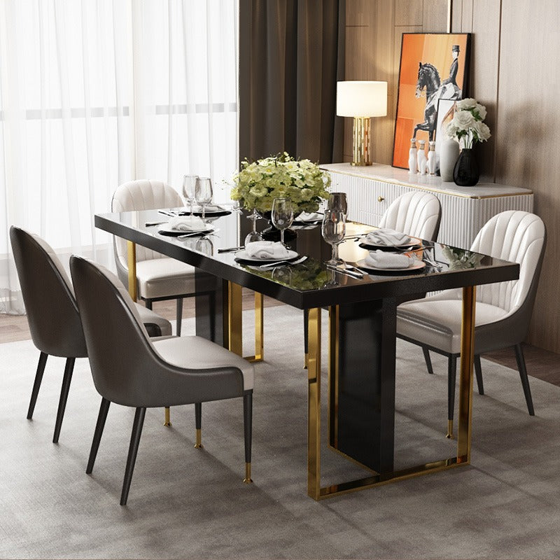 Modern light luxury dining room furniture glass dining table rectangular dining table