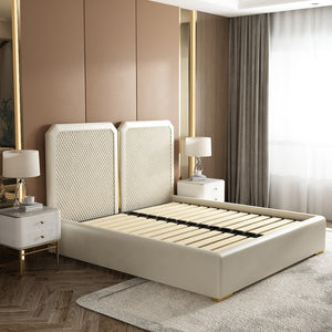 Modern light luxury fashion high quality imitation leather bed bedroom furniture hotel apartment comfortable big bed