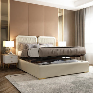 Modern light luxury fashion high quality imitation leather bed bedroom furniture hotel apartment comfortable big bed