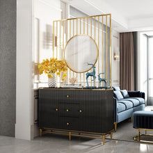 Lade das Bild in den Galerie-Viewer, Modern light luxury living room furniture white high density fiberboard stainless steel screen cabinet
