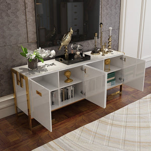 Modern light luxury living room high density board storage side cabinet study side stainless steel floor cabinet
