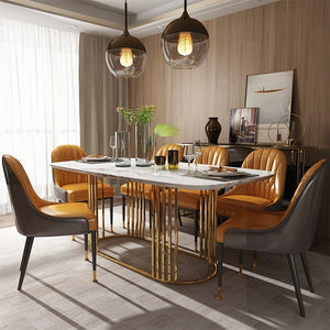 Modern light luxury simple design family dining table dining room furniture modern rectangular marble table