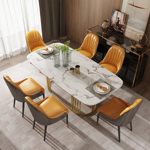 Modern light luxury simple design family dining table dining room furniture modern rectangular marble table