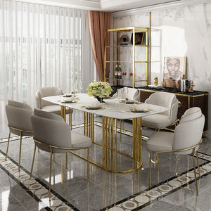 Modern light luxury simple design family dining table dining room furniture modern rectangular marble table