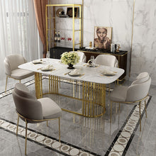 Cargar imagen en el visor de la galería, Modern light luxury simple design family dining table dining room furniture modern rectangular marble table
