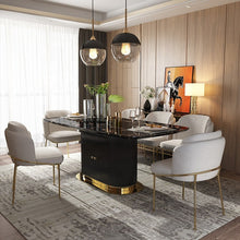 Load image into Gallery viewer, Modern light luxury simple design restaurant hotel furniture stand with lockers marble top dining table rectangular dining table
