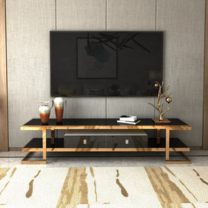 Modern light luxury TV cabinet light high quality living room design style stainless steel glass with TV cabinet