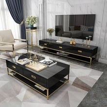 Cargar imagen en el visor de la galería, Modern luxury simple creative living room furniture TV cabinet stainless steel titanium gold living room apartment TV stand
