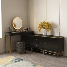 Загрузить изображение в средство просмотра галереи, Modern luxury white bedroom combination dressing table storage cabinet integrated multifunctional marble surface dressing table
