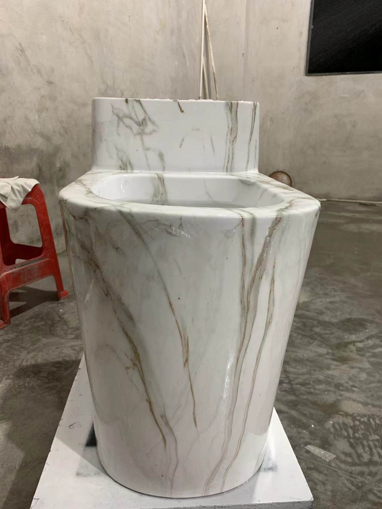 Toilet Bathroom White Marble Electroplated Porcelain One Piece WC Toilet Bowl Porcelain