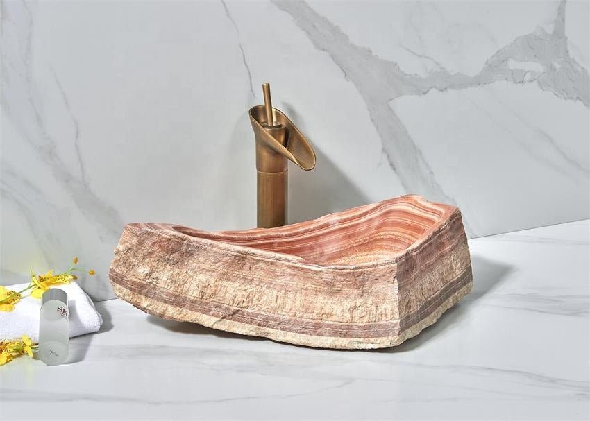 Natural Stone Onyx bathroom sink unique shape sink natural shape table top sink