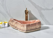 Cargar imagen en el visor de la galería, Natural Stone Onyx bathroom sink unique shape sink natural shape table top sink
