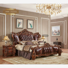 Lade das Bild in den Galerie-Viewer, new classic bedroom furniture bedroom set luxury brown color king bed
