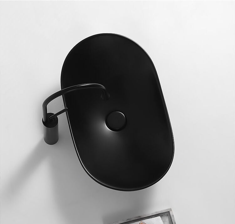Black Matte Wash Basin Curve Porcelain Sink