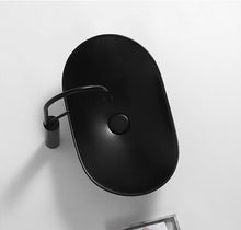 Load image into Gallery viewer, Black Matte Wash Basin Curve Ceramic Sink
