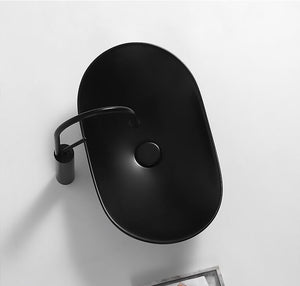 Black Matte Wash Basin Curve Ceramic Sink