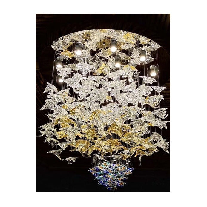 Northern europe modern luxury blown glass chandelier like leaves pendent lamp  