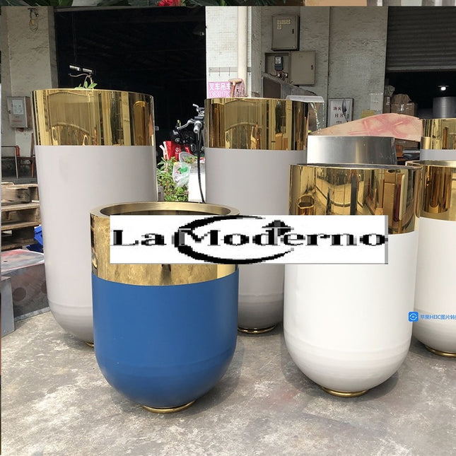 Metal Stainless Steel Mirror Gold Cone Big Planting Pots