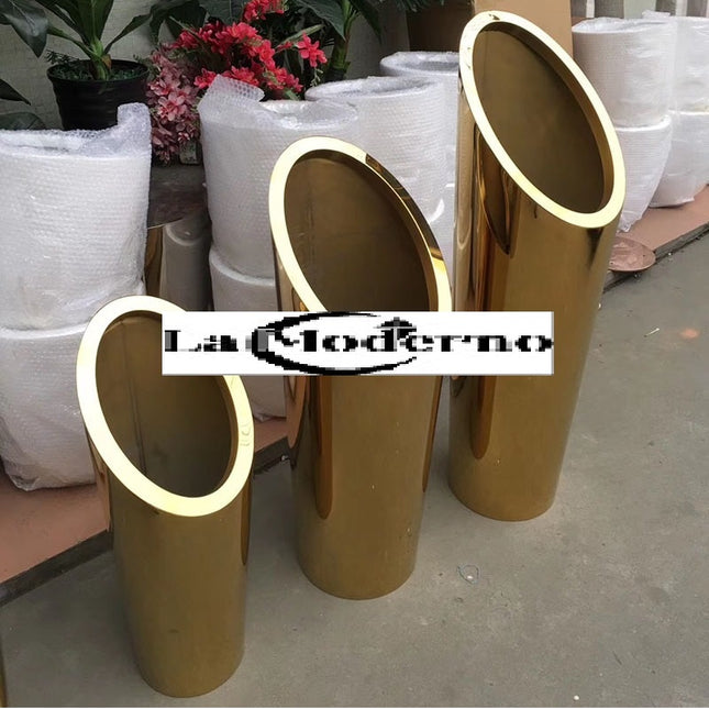 Metal Stainless Steel Mirror Gold Cone Big Planting Pots
