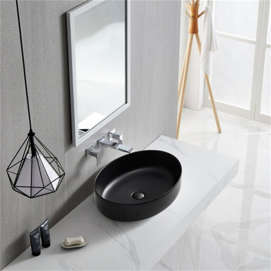 Oval Countertop Sink Black Above the Counter Wash Basin Sink Black Edition