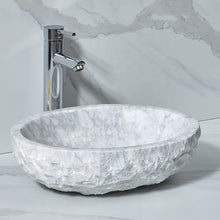 Загрузить изображение в средство просмотра галереи, Oval Shape Bathroom White Marble Outdoor Counter Top Wash Basin
