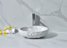 Cargar imagen en el visor de la galería, Oval Shape Bathroom White Marble Outdoor Counter Top Wash Basin
